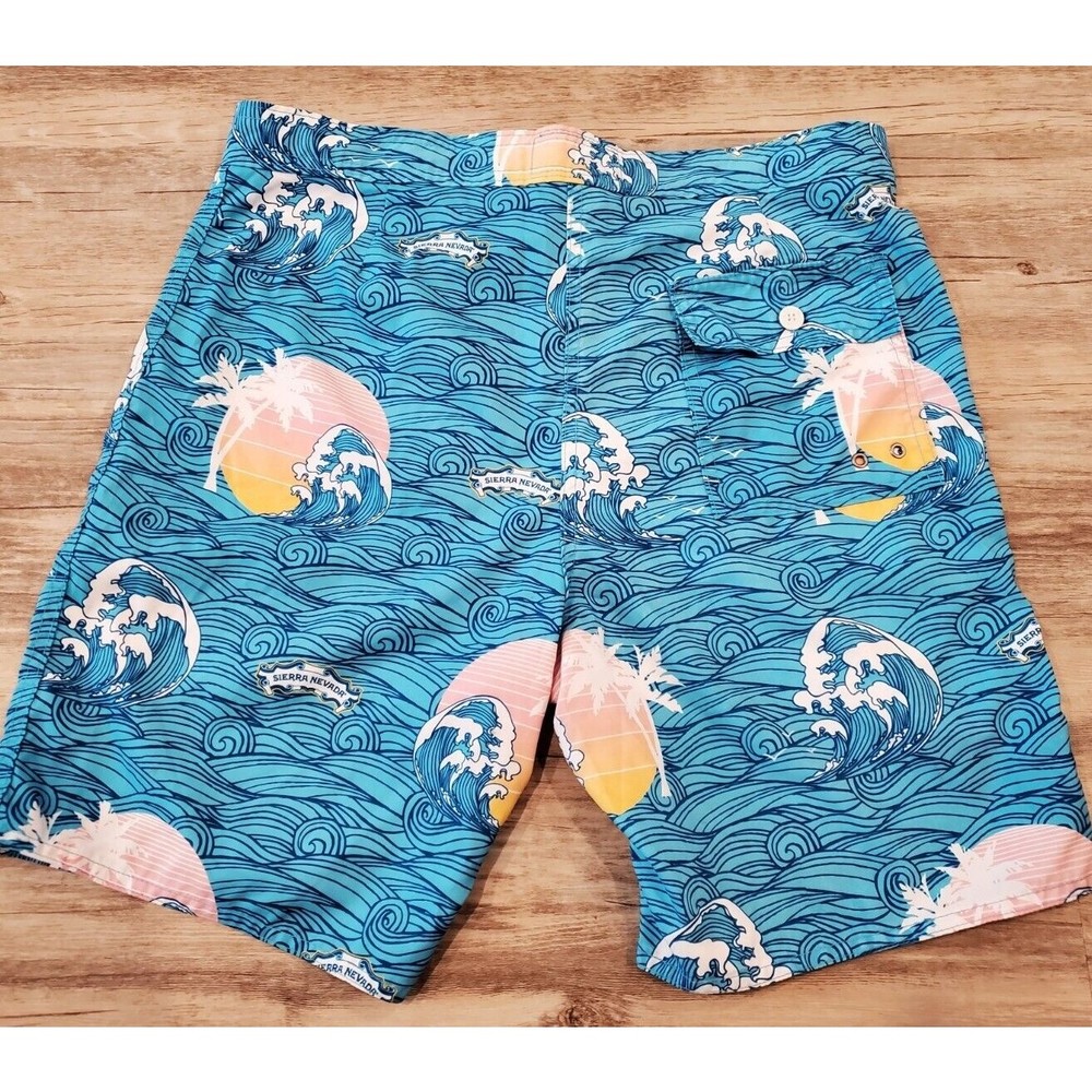 Sierra Nevada Big Wave Mens Sz 34 Waist Swim Trunks Board Shorts Nylon Made USA - Picture 8 of 10